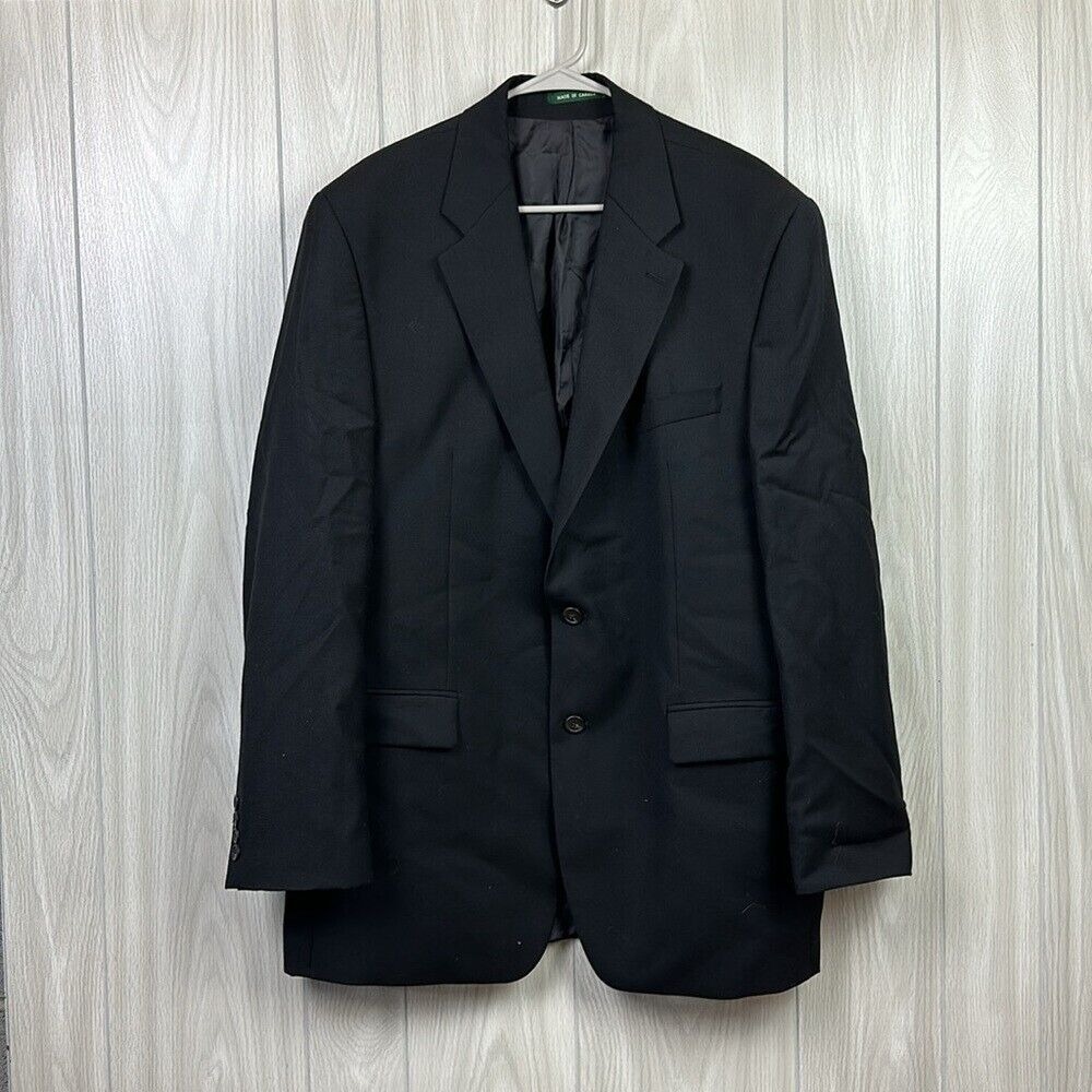 Lauren Ralph Lauren Mens Blazer 44L Solid Black Wool Career Suit Single Breasted